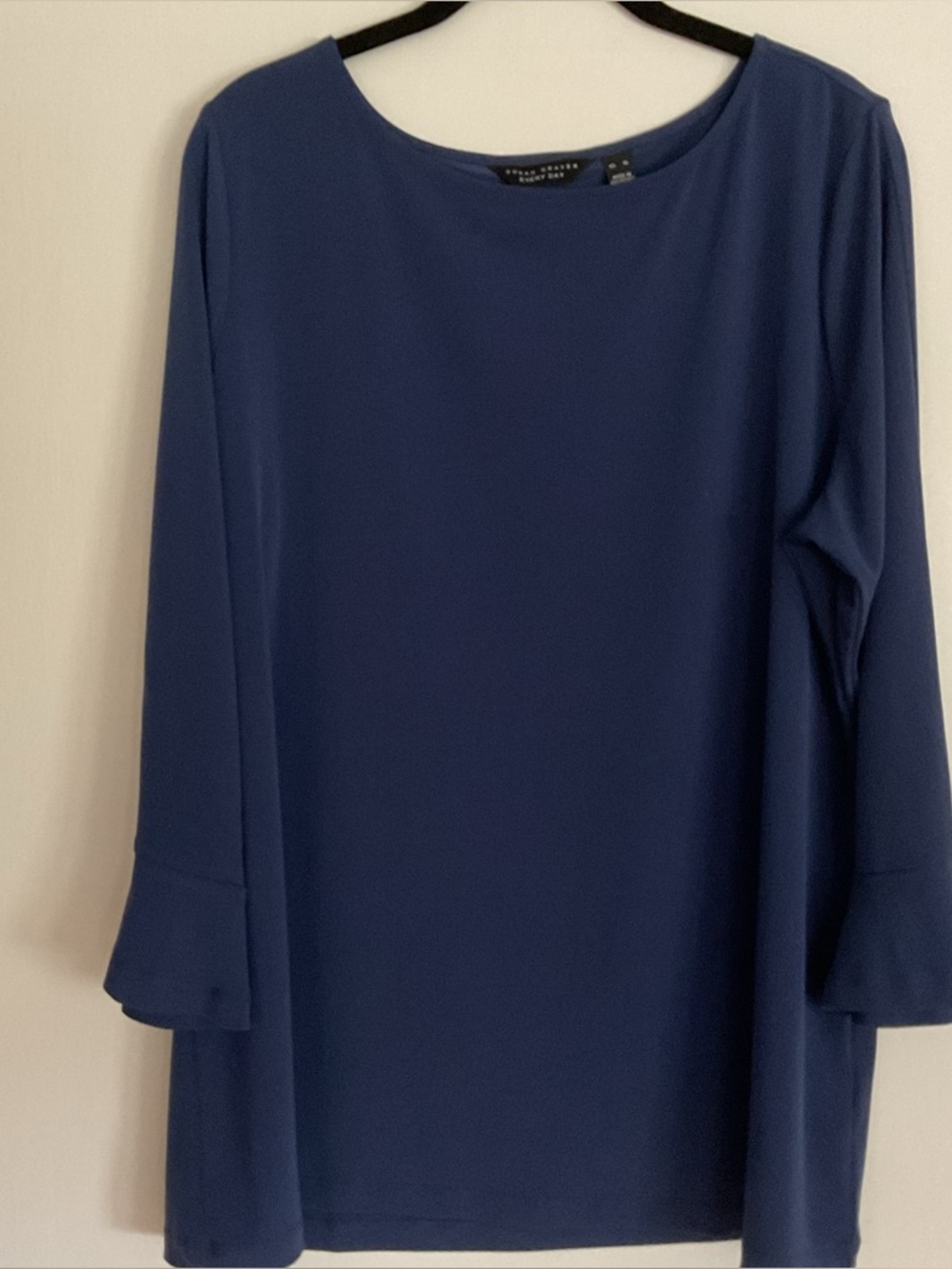 Susan Graver Deep Blue Long-Sleeve Scoop Neck Blouse